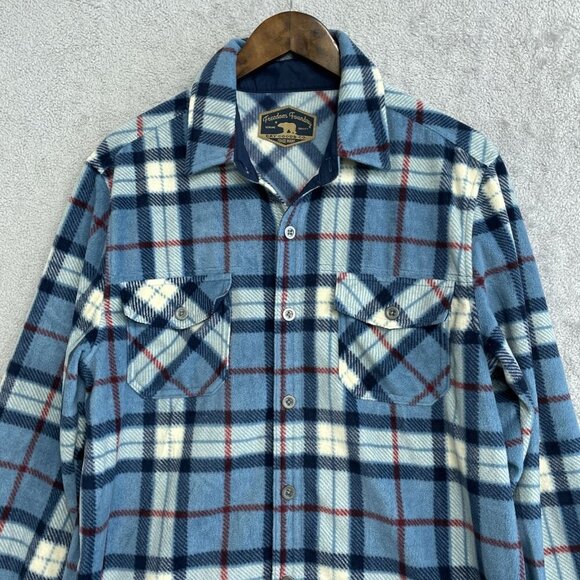 Freedom Foundry Men's Size M Blue Plaid Fleece Button down Shirt - Picture 7 of 9